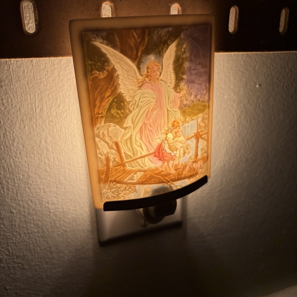 The Porcelain Garden Curved Colored Silent Sentinel Angel Lithophane Night Light